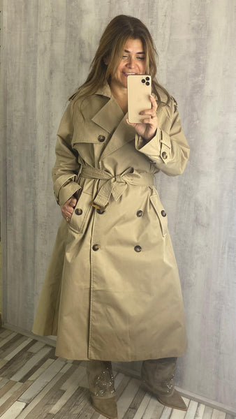 Gabardina larga beige
