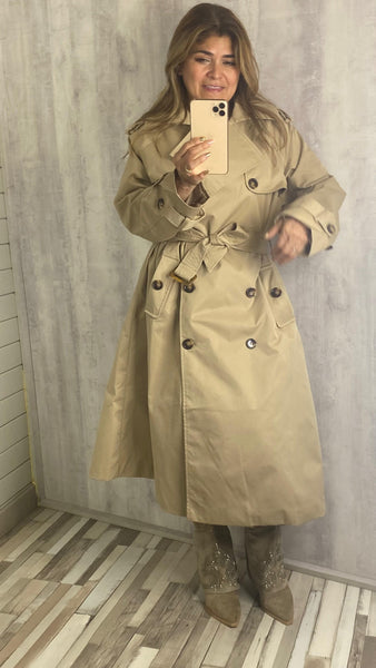 Gabardina larga beige