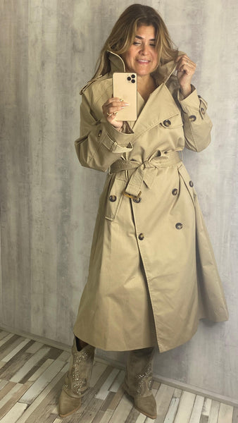Gabardina larga beige