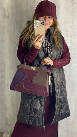 Chaleco largo marrón chocolate acolchado