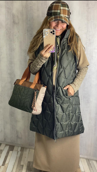 Chaleco acolchado verde militar