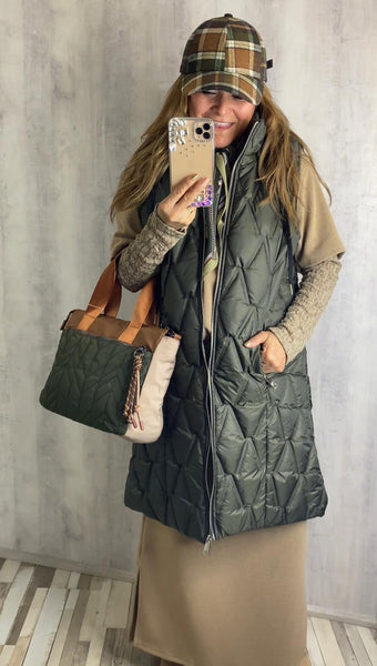 Chaleco acolchado verde militar