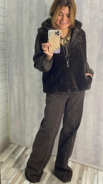 Chaleco marrón chocolate de pelo sintético