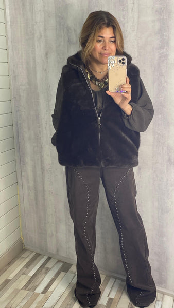 Chaleco marrón chocolate de pelo sintético