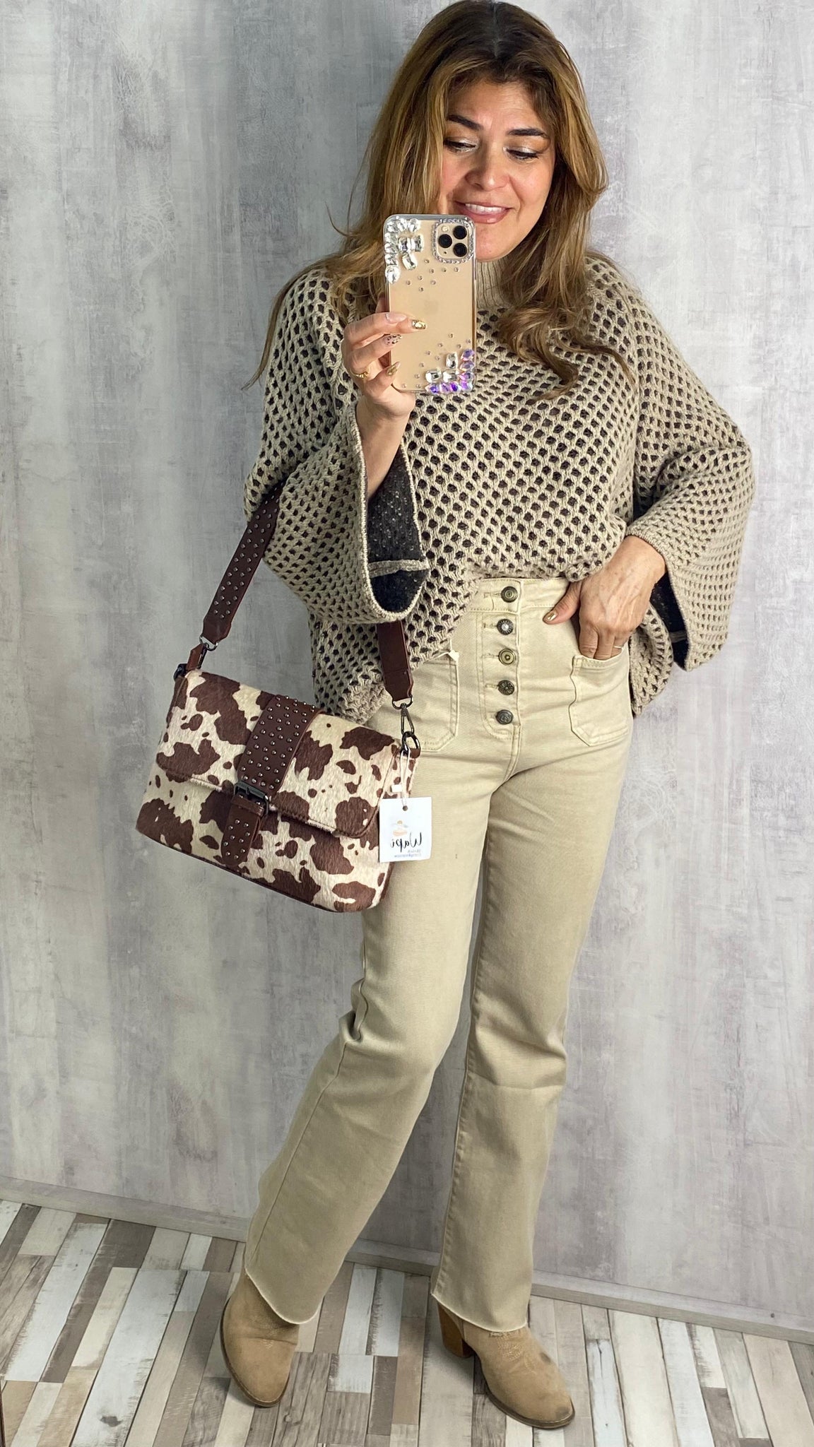 Jersey cachemir beige fondo topo