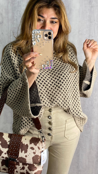 Jersey cachemir beige fondo topo