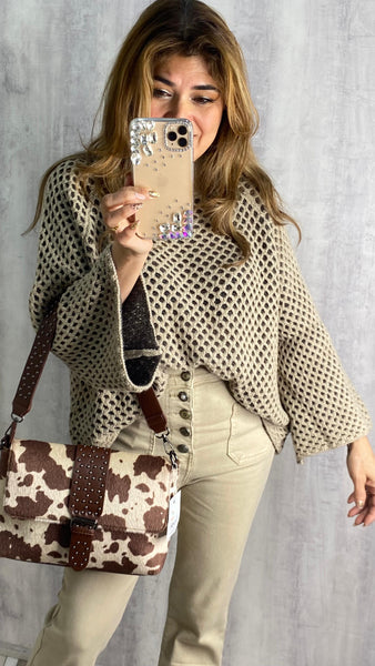 Jersey cachemir beige fondo topo