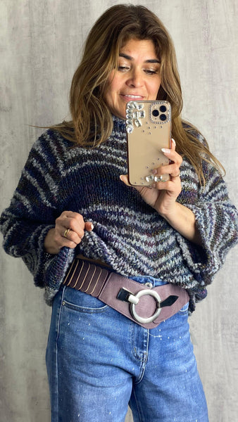 Cinturón elástico color malva