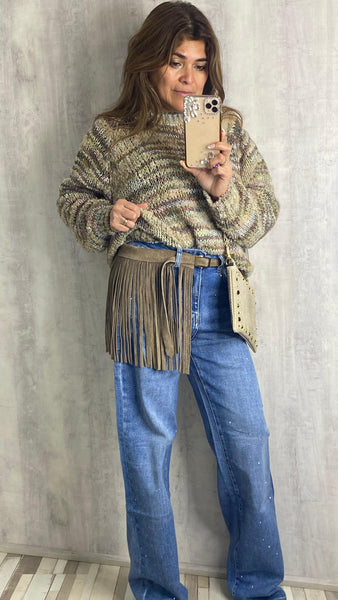 Cinturón de antelina con flecos