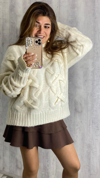 Conjunto de lana blanco roto