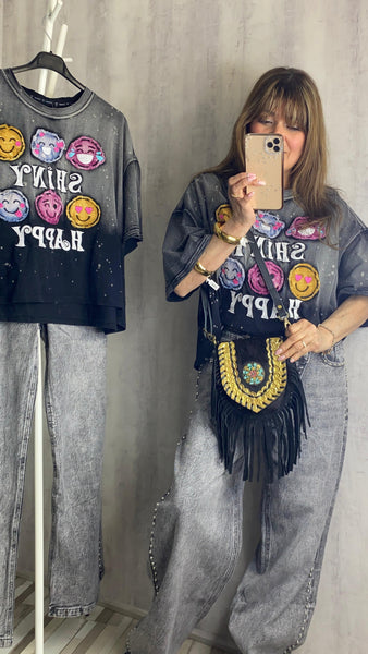 Bolso pequeño con flecos 100% piel