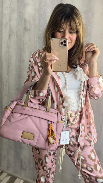 Bolso de nailon rosa palo