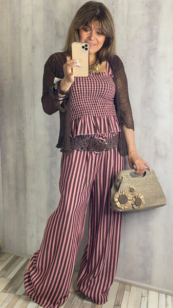 Conjunto a rayas de viscosa