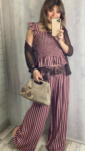 Conjunto a rayas de viscosa