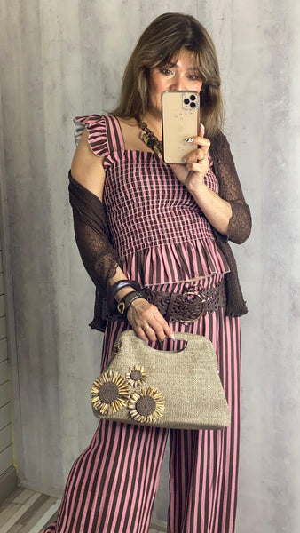 Conjunto a rayas de viscosa
