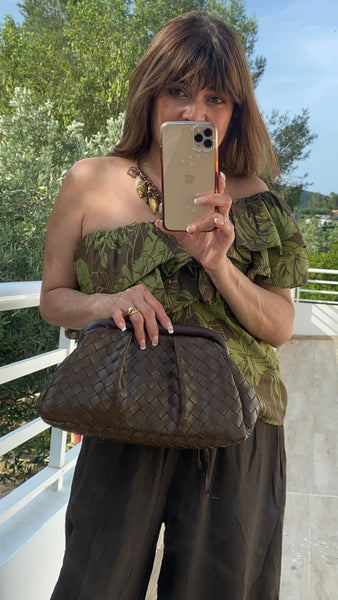 Bolso de mano marrón chocolate en polipiel