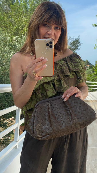 Bolso de mano marrón chocolate en polipiel