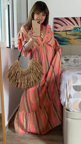 Vestido cactus a rayas de algodón 100%