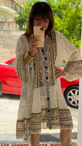 Vestido camisero de viscosa abotonado y mangas al codo