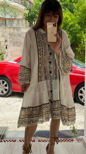 Vestido camisero de viscosa abotonado y mangas al codo