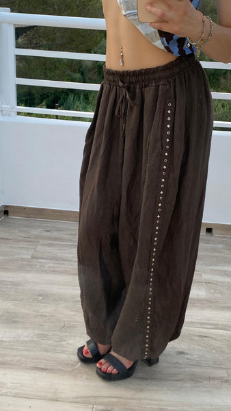 Pantalón bombacho marrón chocolate