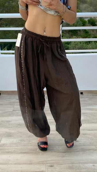 Pantalón bombacho marrón chocolate