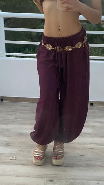 Pantalón bombacho berenjena
