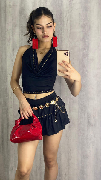 Bolso de poli piel pequeño en rojo vivo