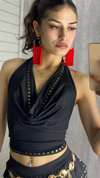 Pendientes rojos de flecos