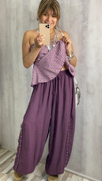 Pantalón bombacho con tachas goma en la cintura