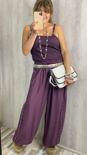 Pantalón bombacho con tachas goma en la cintura