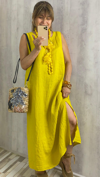 Vestido amarillo 100% lino