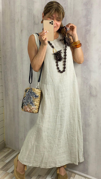 Vestido beige de lino 100%