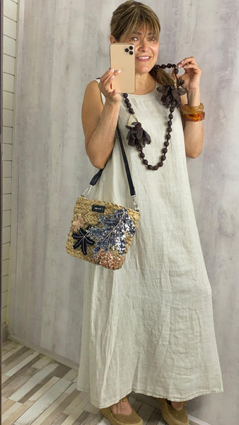 Vestido beige de lino 100%