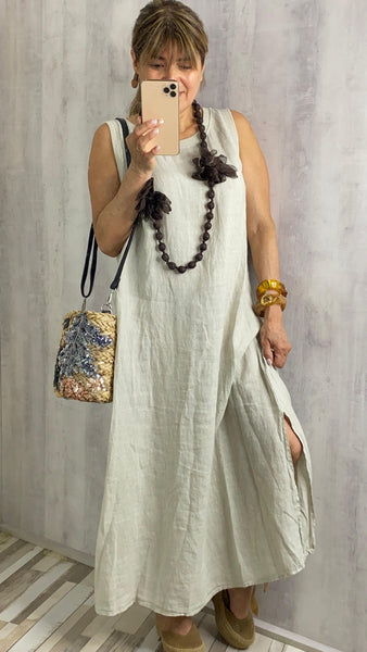 Vestido beige de lino 100%