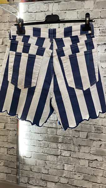 Pantalón vaquero a rayas corto de algodón