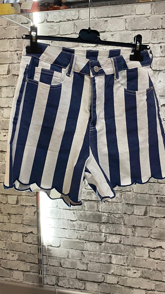 Pantalón vaquero a rayas corto de algodón