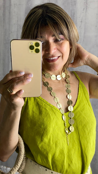 Collar de metal efecto monedas en dorado