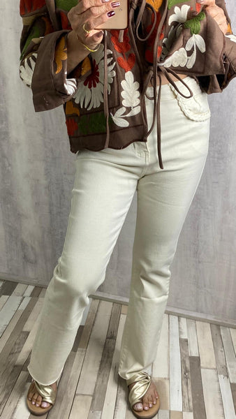 Pantalón recto blanco roto