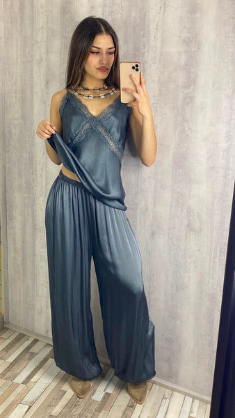 Lencera satinada en gris marengo