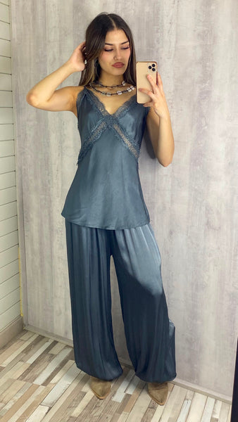 Lencera satinada en gris marengo